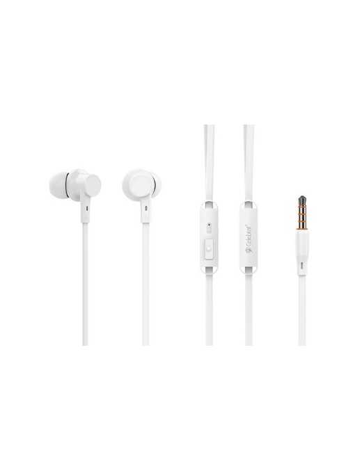 CELEBRAT earphones με μικρόφωνο G19, 3.5mm σύνδεση, Φ10mm, 1.2m, λευκά