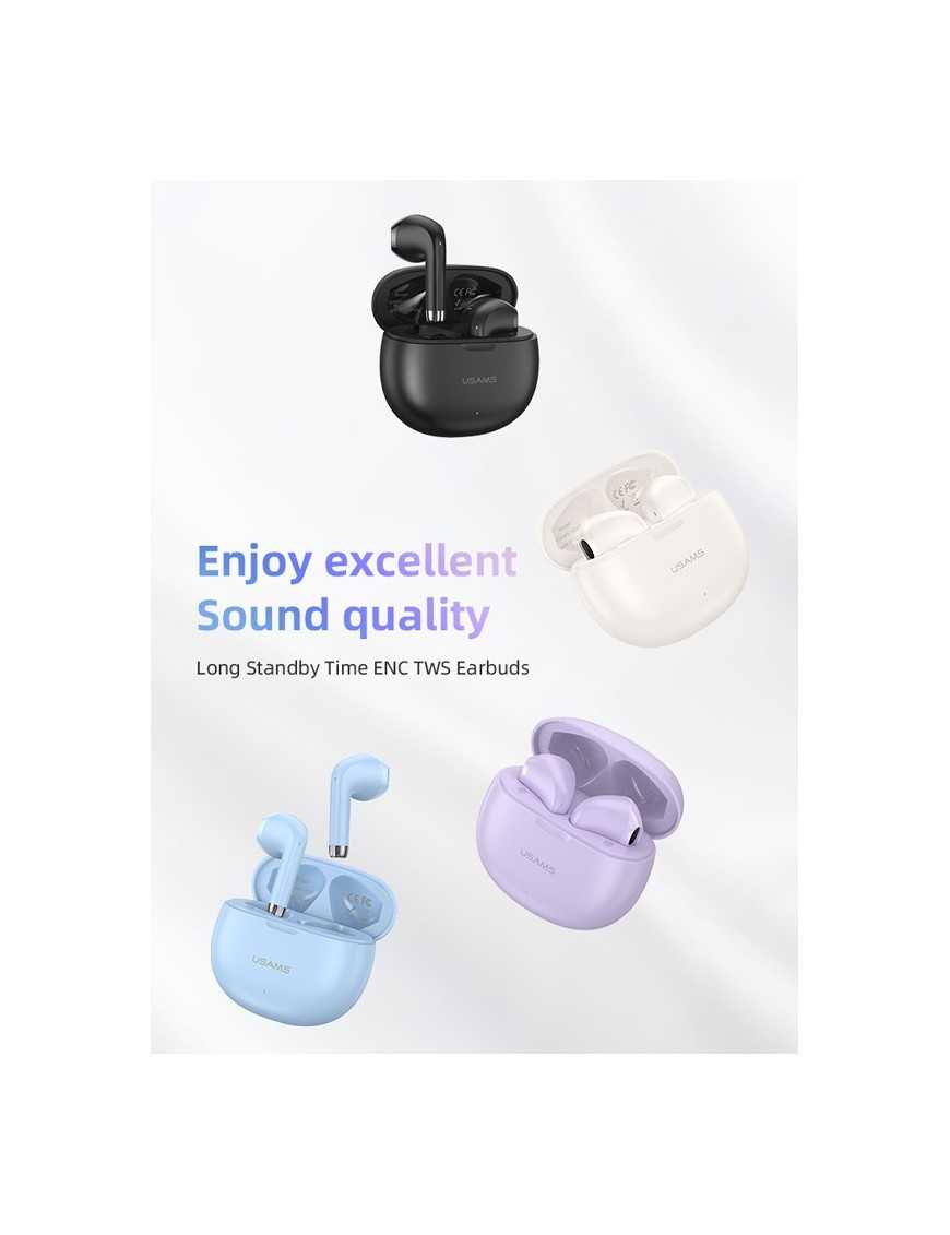 USAMS earphones με θήκη φόρτισης US-YO17, True Wireless, Φ13mm, μωβ