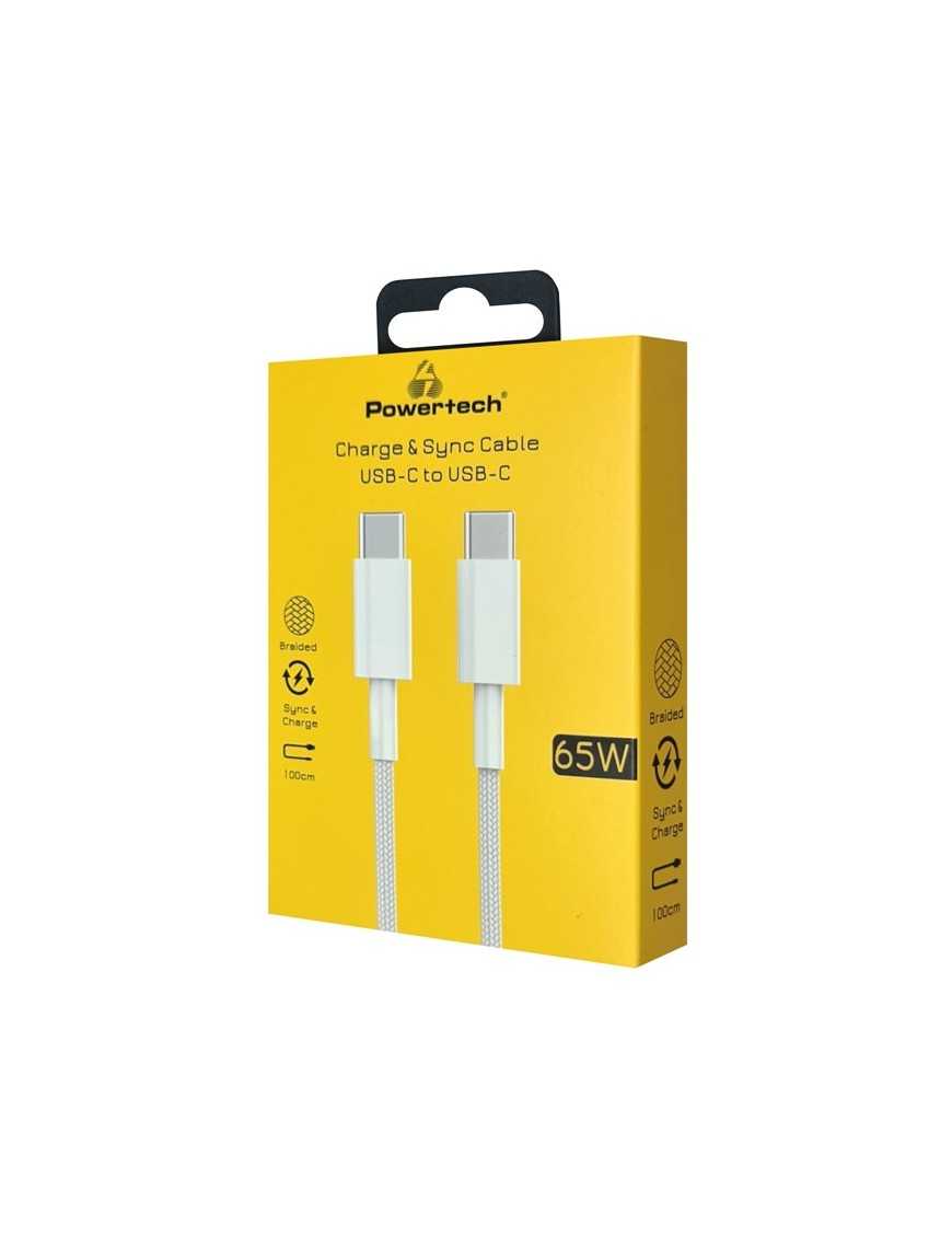 POWERTECH καλώδιο USB-C PTR-0181, 65W, 480Mbps, 1m, λευκό