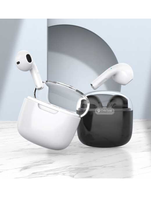 CELEBRAT earphones με θήκη φόρτισης W52, True Wireless, Φ13mm, λευκά