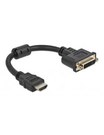 DELOCK αντάπτορας HDMI σε DVI 65206, 4K/30Hz, 20cm, μαύρος