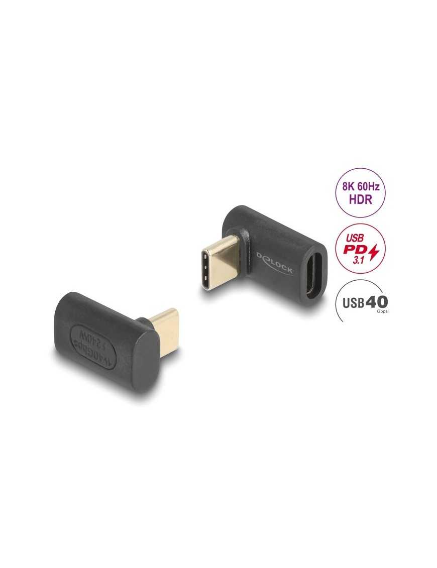 DELOCK αντάπτορας USB-C 60246, αρσενικό σε θηλυκό, 240W, 40Gbps, μαύρος