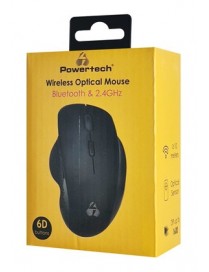 POWERTECH ασύρματο ποντίκι PT-1165, 2.4GHz & Bluetooth, 1600DPI, μαύρο