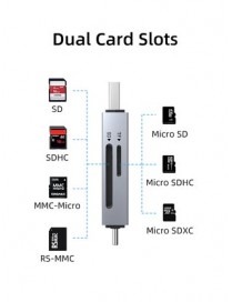 CABLETIME card reader CT-ACSD3-AG, SD/micro SD, USB/USB-C, 5Gbps, γκρι