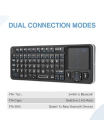 RIITEK ασύρματο mini πληκτρολόγιο K06, backlit, Bluetooth/2.4GHz, μαύρο