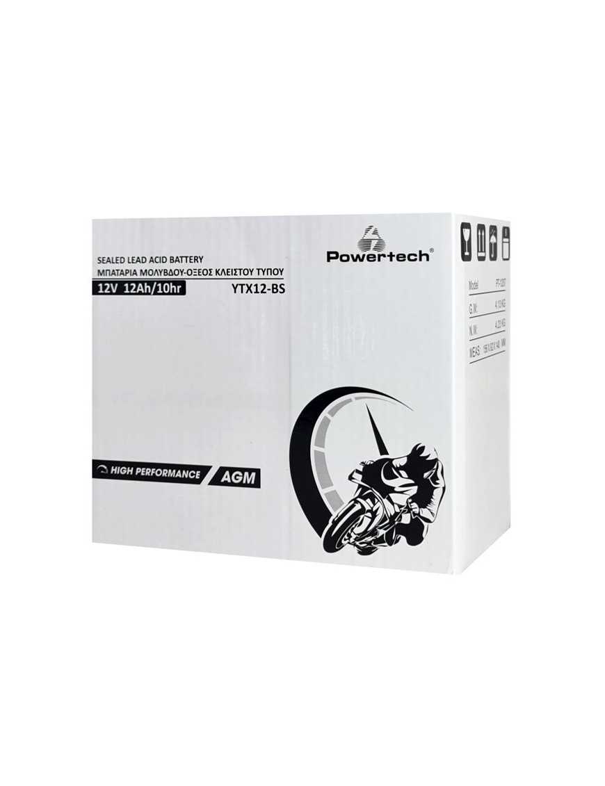POWERTECH μπαταρία μολύβδου μοτοσυκλέτας PT-1207, 12V 12Ah AGM, YTX12-BS