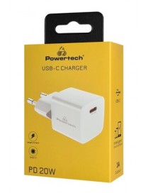 POWERTECH φορτιστής τοίχου PT-1223, USB-C, 20W, λευκός