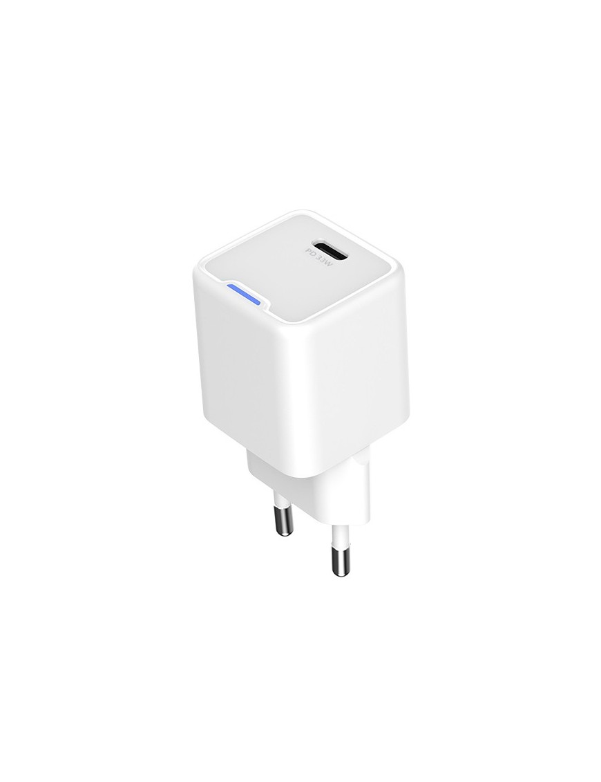 POWERTECH φορτιστής τοίχου PT-1225 με καλώδιο, USB-C, 33W, GaN, λευκός