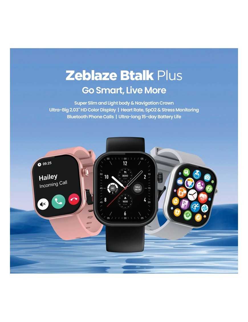 ZEBLAZE smartwatch Btalk Plus, heart rate, 2.03" IPS, IP68, μαύρο