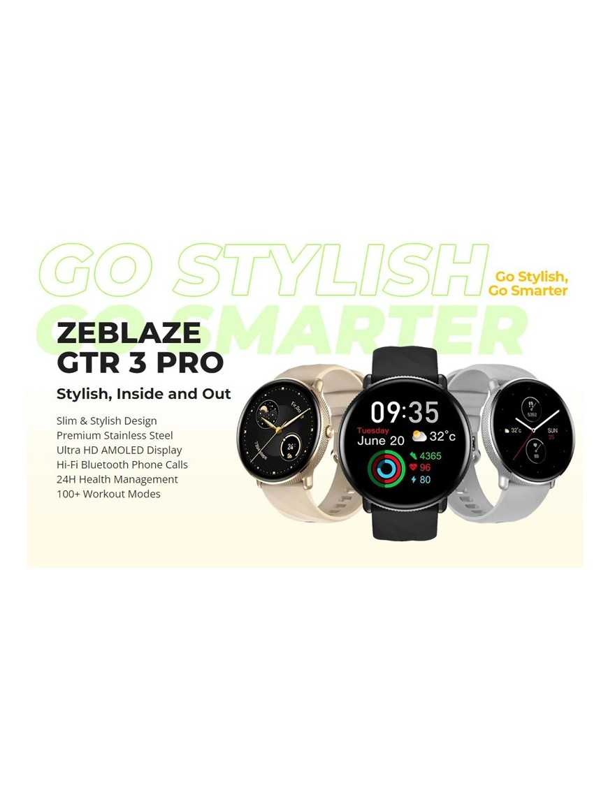 ZEBLAZE smartwatch GTR 3 Pro, heart rate, 1.43" AMOLED, IP68, μαύρο