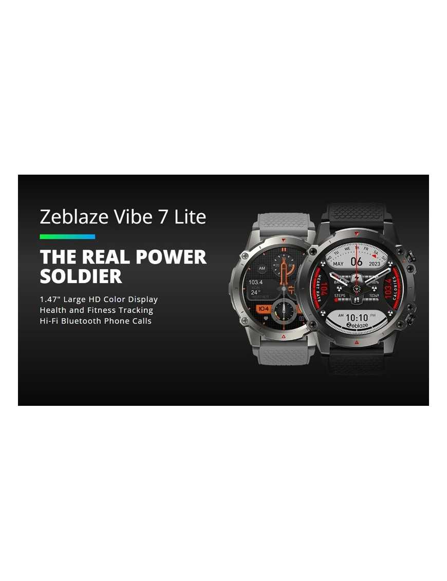 ZEBLAZE smartwatch Vibe 7 Lite, heart rate, 1.47" IPS, 3ATM/IP69K, μαύρο