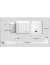 SILICON POWER φορτιστής τοίχου QM10 με καλώδιο, USB-C, 18W, MFi, λευκός