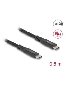 DELOCK καλώδιο USB-C 80023, 100W, 20 Gbps, 0.5m, USB4, E-Marker, μαύρο