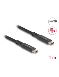 DELOCK καλώδιο USB-C 80024, 100W, 20 Gbps, 1m, USB4, E-Marker, μαύρο