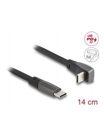 DELOCK καλώδιο USB-C 80750, 60W, flat, γωνιακό, 480 Mbps, 14cm, μαύρο