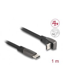 DELOCK καλώδιο USB-C 80751, 60W, flat, γωνιακό, 480 Mbps, 1m, μαύρο