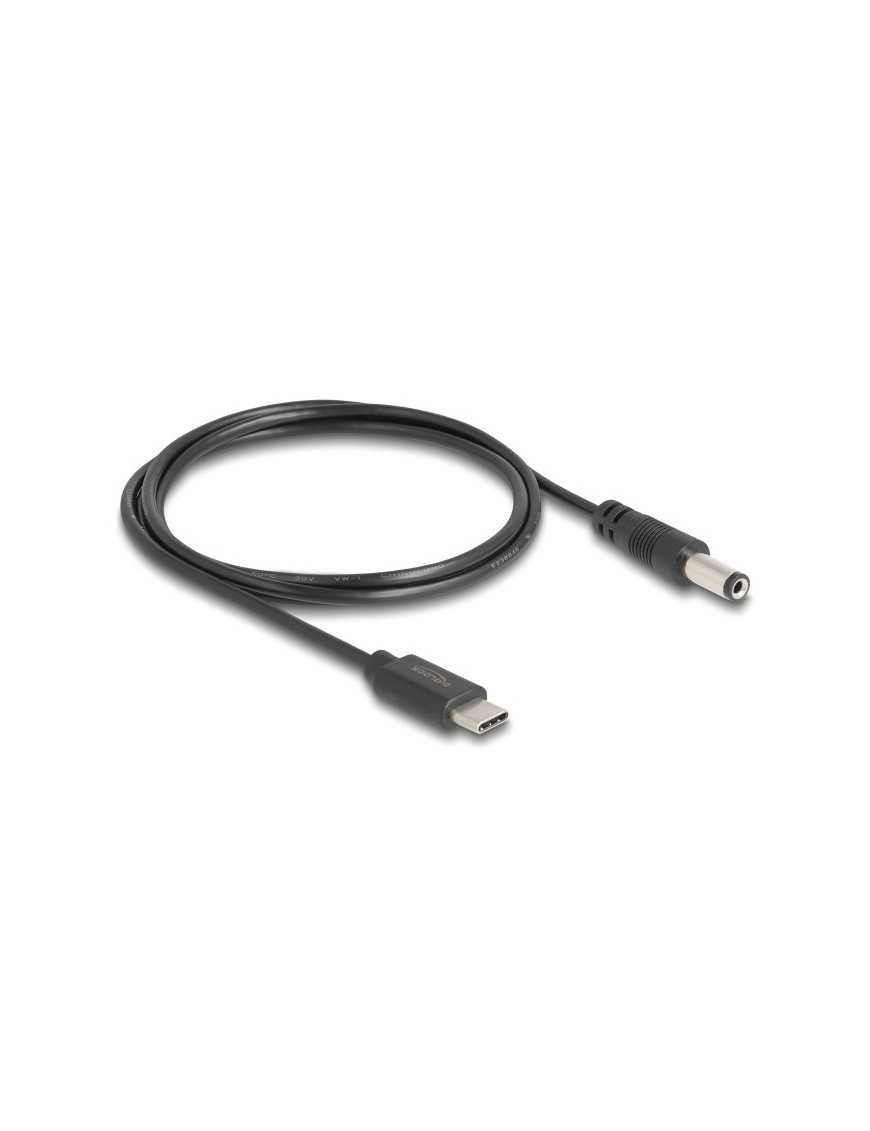 DELOCK καλώδιο USB-C σε DC 5.5 x 2.1mm 85397, 1m, μαύρο