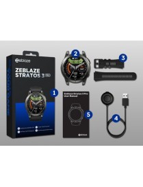 ZEBLAZE smartwatch Stratos 3 Pro, heart rate, 1.43" AMOLED, GPS, μαύρο