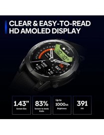 ZEBLAZE smartwatch Stratos 3 Pro, heart rate, 1.43" AMOLED, GPS, μαύρο