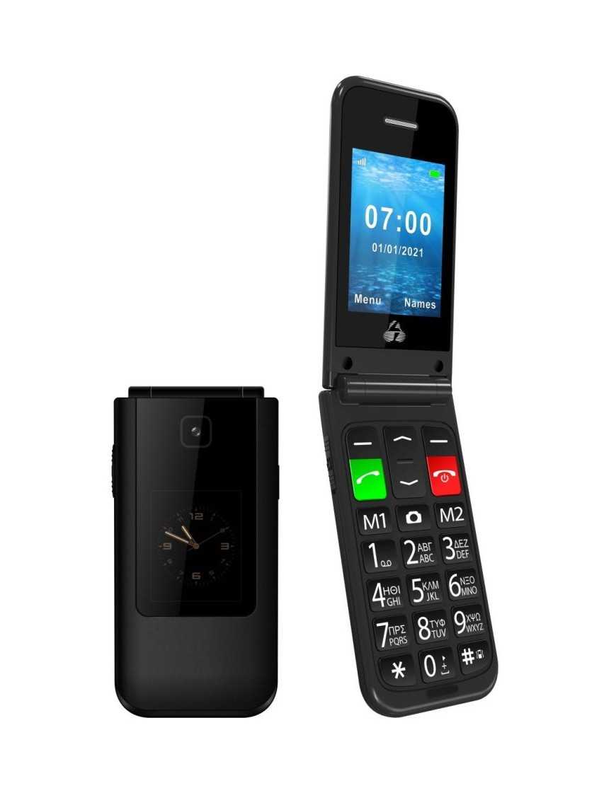 POWERTECH PTM-23 Κινητό Τηλέφωνο Sentry Dual II, 2 οθόνες, SOS Call, μαύρο