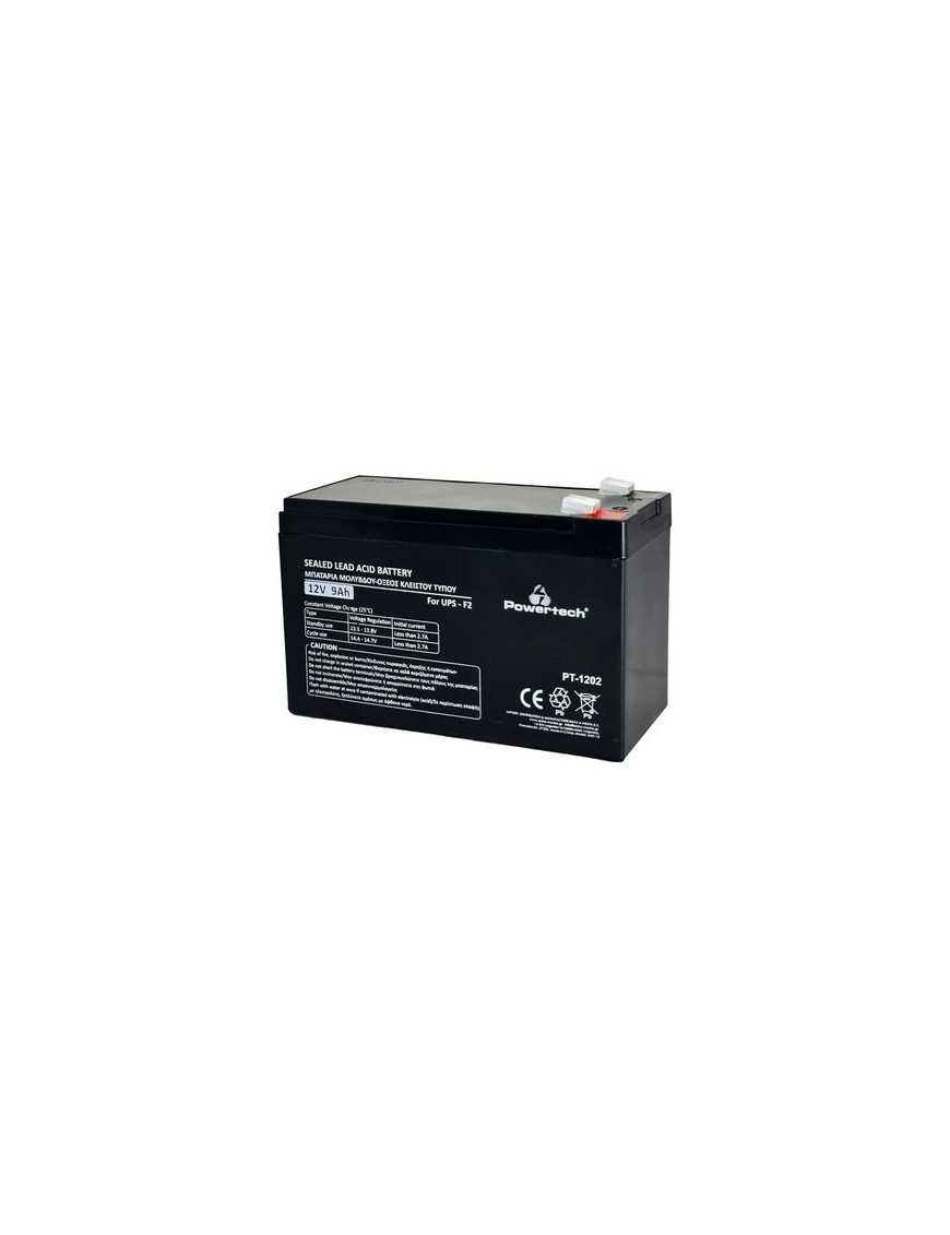 POWERTECH μπαταρία μολύβδου PT-1202 για UPS, 12V 9Ah, F2