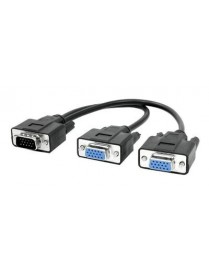 POWERTECH VGA splitter CAB-G014, 2 σε 1, HD, 0.2m, μαύρο