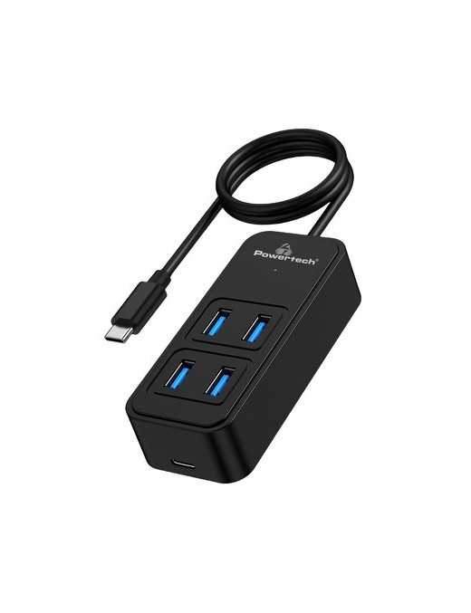 POWERTECH USB 3.2 hub PTR-0156 4x θυρών, 5Gbps, USB-C σύνδεση, 1m, μαύρο