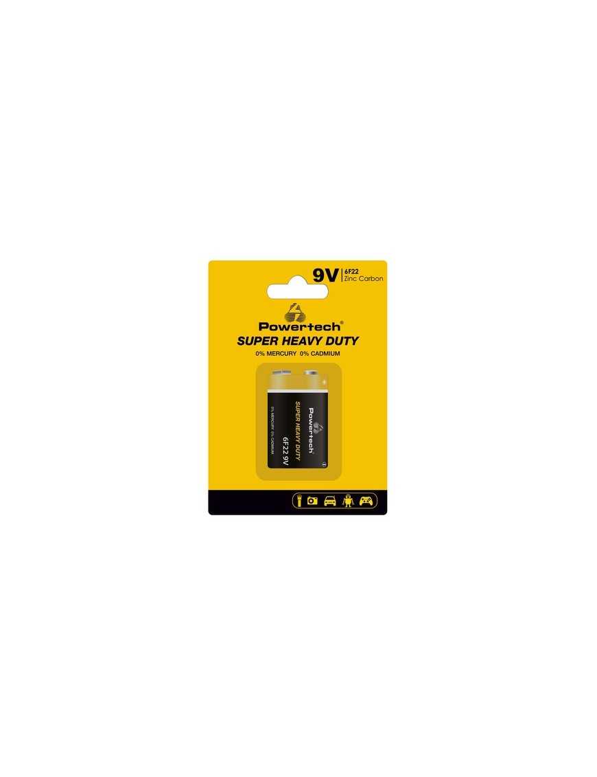 POWERTECH μπαταρία Zinc Carbon Super Heavy Duty PT-1220, 9V, 1τμχ