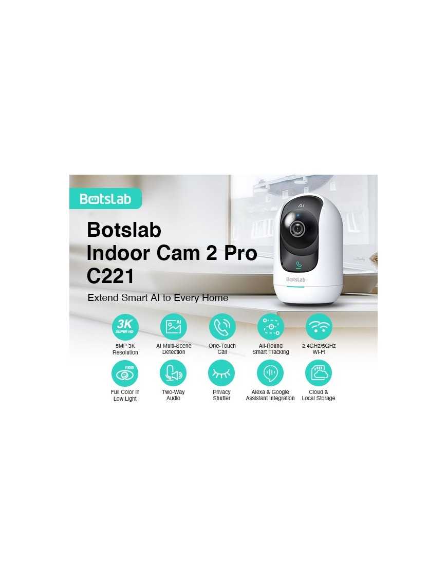 BOTSLAB smart κάμερα C221, 5MP/3K, WiFi, 360° PTZ, SD