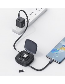 USAMS καλώδιο USB-C με 3x αντάπτορες & θήκη US-SJ650, 60W, 1m, μαύρο