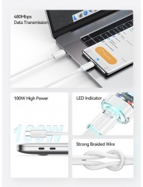 USAMS καλώδιο USB-C σε USB-C US-SJ660, 100W, 480Mbps, 1.2m, μαύρο