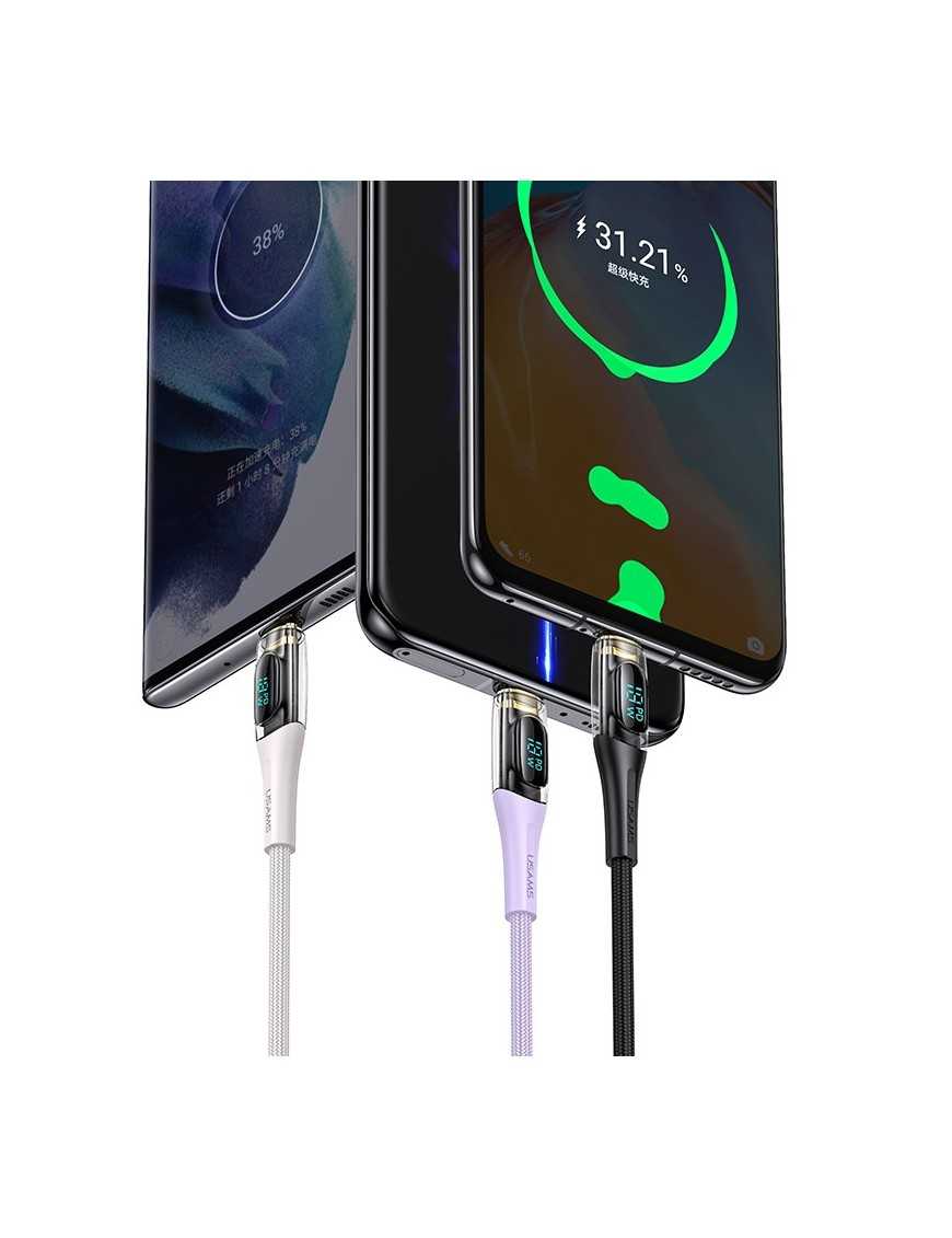 USAMS καλώδιο USB-C σε USB-C US-SJ590, 100W, 480Mbps, 1.2m, μαύρο