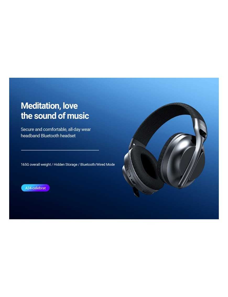 CELEBRAT headphones A34, ασύρματα & ενσύρματα, 40mm, 300mAh, μαύρα