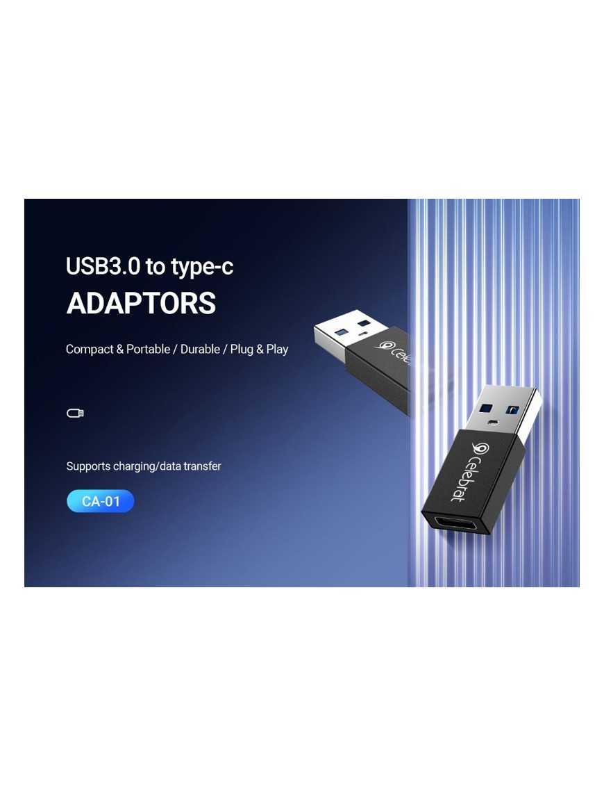 CELEBRAT αντάπτορας USB 3.0 σε USB-C CA-01, 3A, 5Gbps, μαύρος