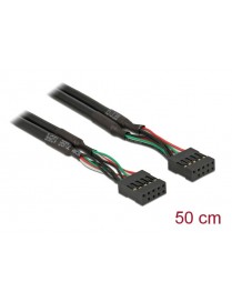 DELOCK καλώδιο USB 2.0 10-pin 2.54mm 82437, 480 Mbps, 50cm