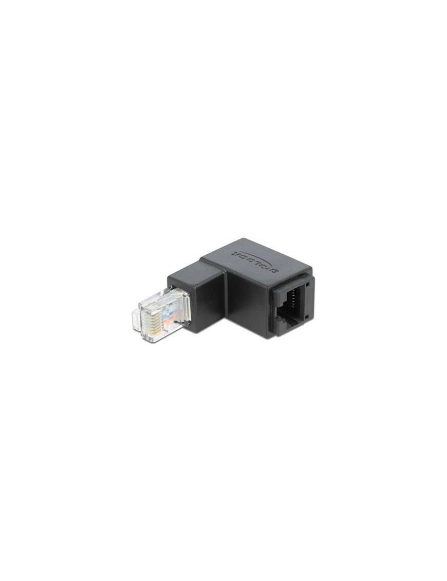 DELOCK αντάπτορας RJ45 86423, CAT 6 UTP, γωνιακός 90°, μαύρος