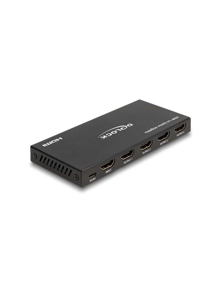 DELOCK HDMI splitter 18652 με downscaler πλήκτρο, 4 σε 1, 4K/60Hz, μαύρο