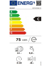 Brandt BCF422DQD Ελεύθερο Πλυντήριο Πιάτων για 14 Σερβίτσια Π59.8xY84.5εκ. Μαύρο