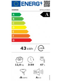 Hisense WF3S1243BW3 Πλυντήριο Ρούχων 12kg 1400 Στροφών