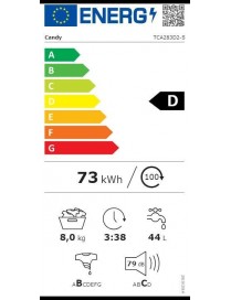 Candy TCA283D2-S Πλυντήριο Ρούχων Άνω Φόρτωσης 8kg 1200 Στροφών