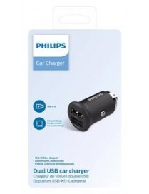 PHILIPS φορτιστής αυτοκινήτου DLP2520-00, 2x USB, 3.1A 15.5W, μαύρος