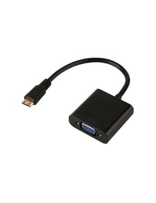 POWERTECH αντάπτορας mini HDMI σε VGA CAB-H031, 0.20m, μαύρος