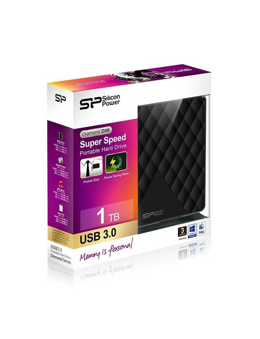 SILICON POWER εξωτερικός HDD 1TB Diamond D06, USB 3.2, μαύρος