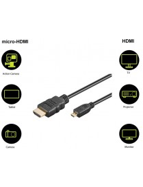 GOOBAY καλώδιο micro HDMI σε HDMI 53787 με Ethernet, 4K/60Hz, 5m, μαύρο
