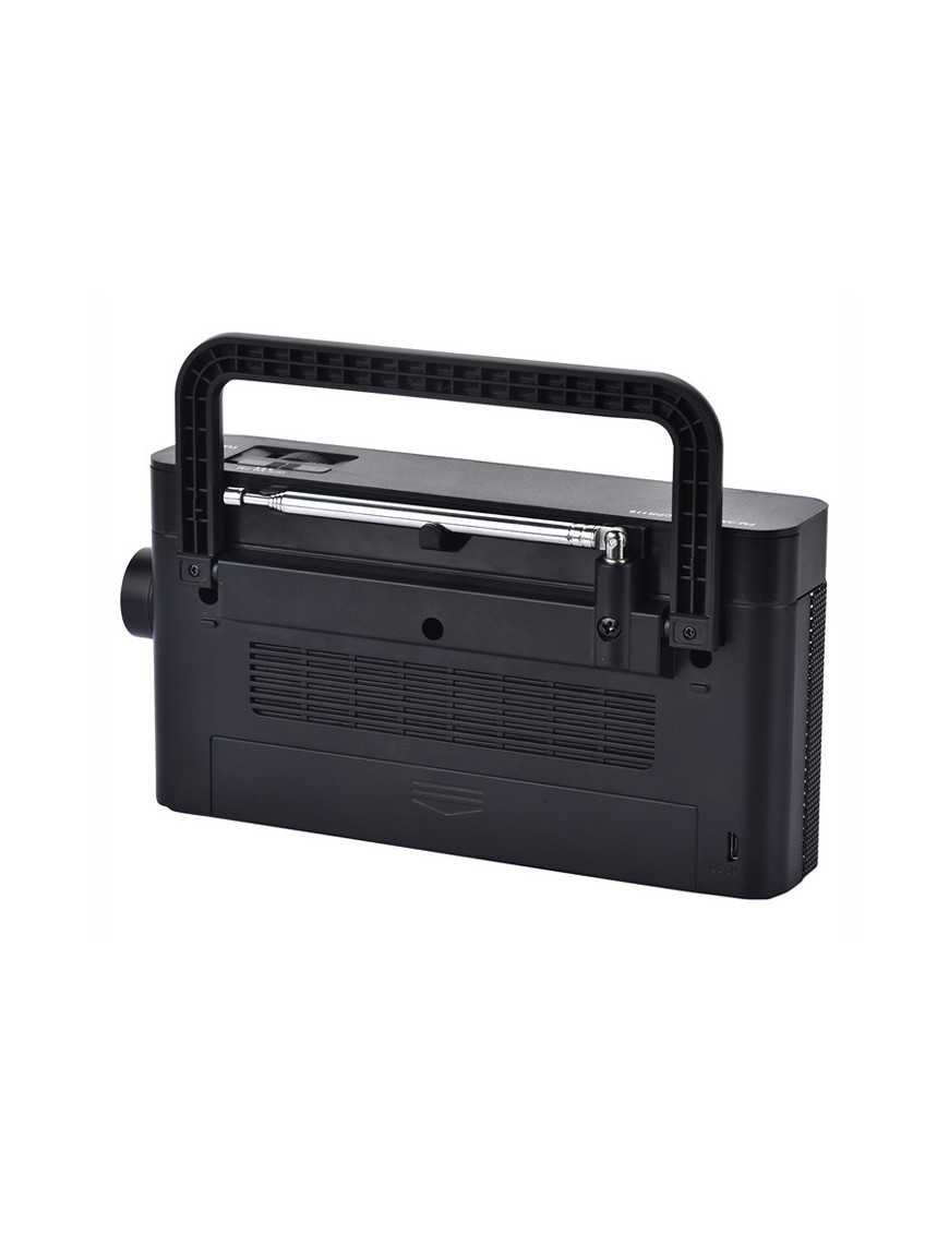 POWERTECH φορητό ραδιόφωνο PT-1244 με πτυσσόμενη κεραία, μαύρο