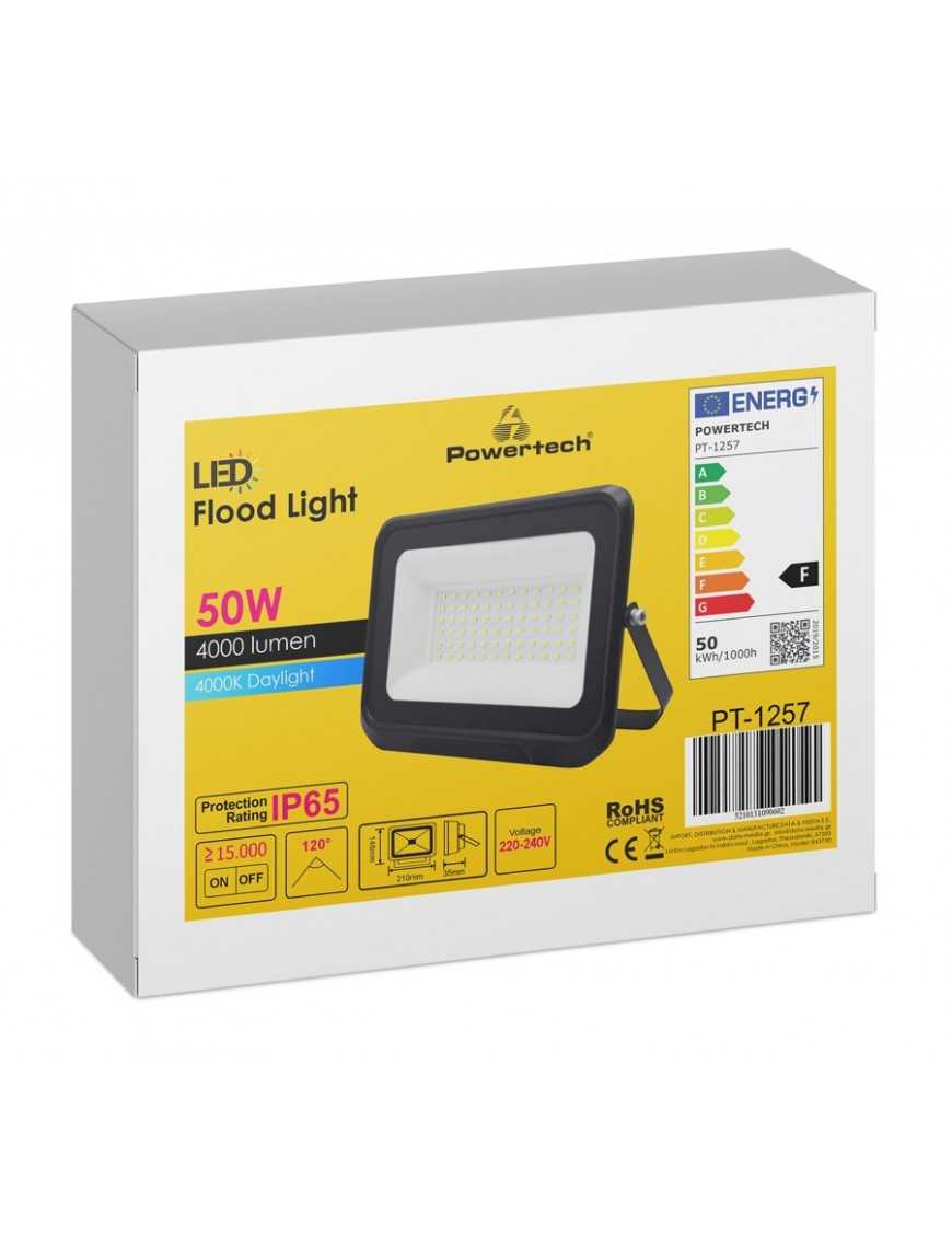 POWERTECH LED προβολέας PT-1257, 50W, 4000K, 4000lm, IP65