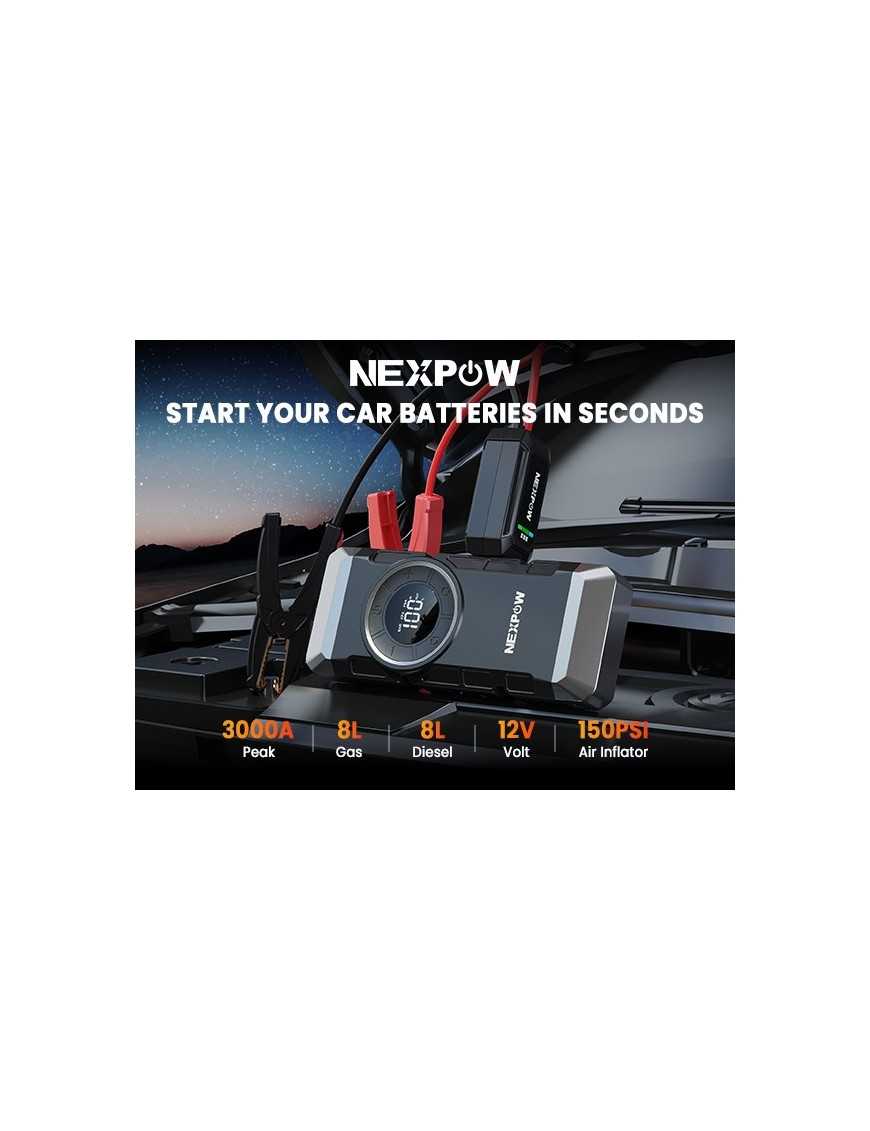 NEXPOW εκκινητής μπαταρίας & συμπιεστής αέρος NP2, 12V/3000A, 150PSI, 12000mAh