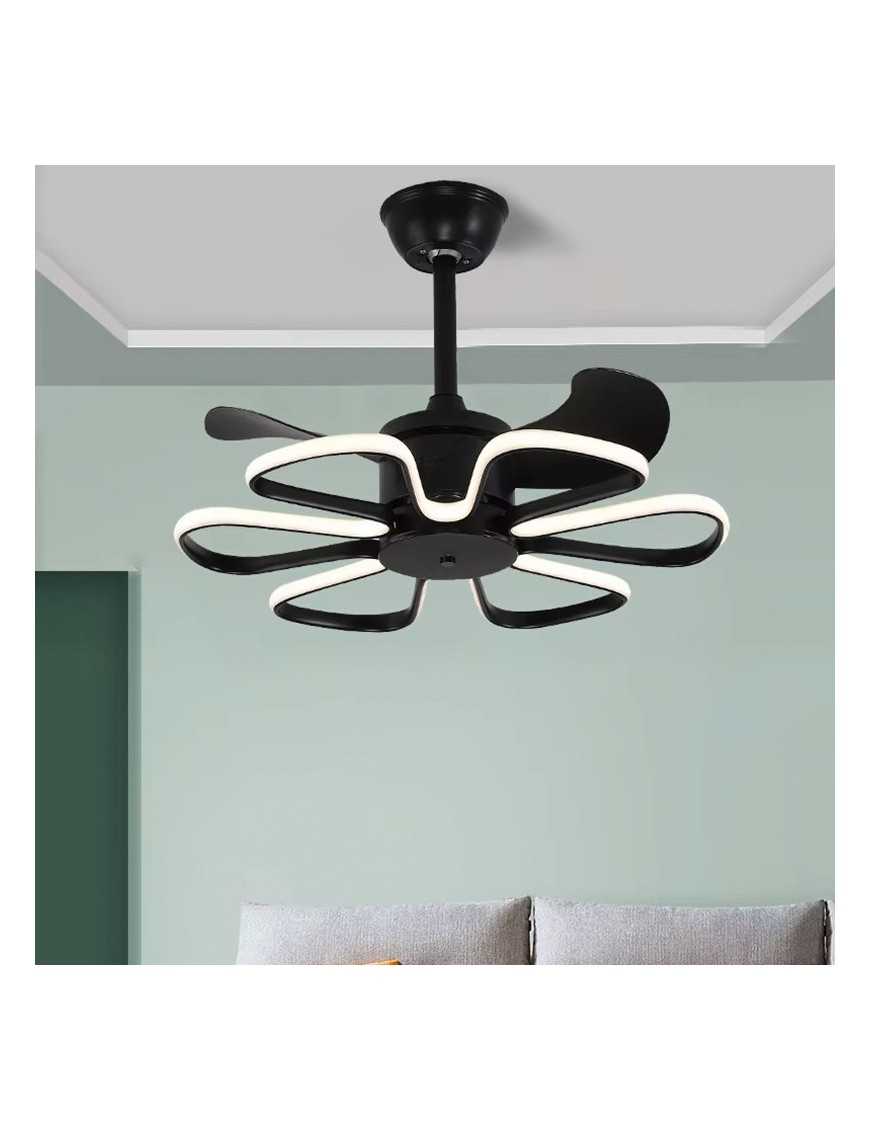 POWERTECH ανεμιστήρας οροφής HLL-0174 με LED φως, 96W, Φ55x35cm, μαύρος