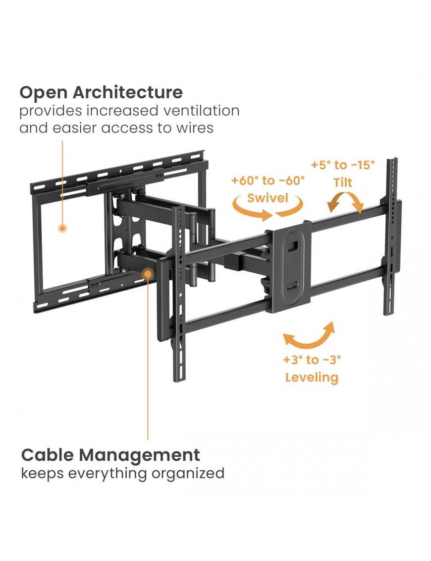 BRATECK επιτοίχια βάση LPA80-486A για τηλεόραση 43-100" έως 80kg, full motion