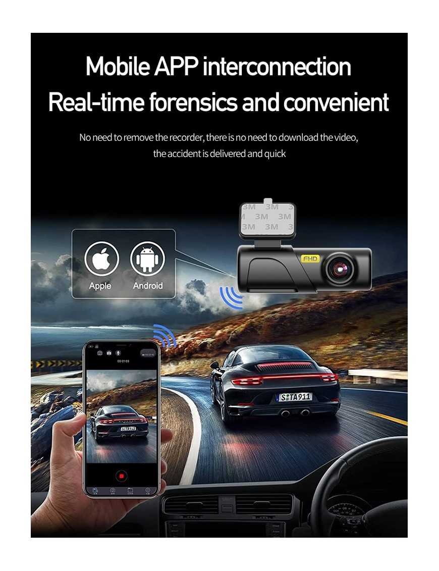 POWERTECH smart κάμερα αυτοκινήτου PT-1332, 1080p, WiFi